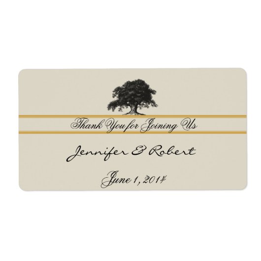 Oak Tree Plantation in Gold Water Flasche Label (Vorne)