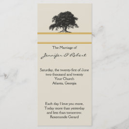 Oak Tree Plantation in Gold Wedding Program Programm