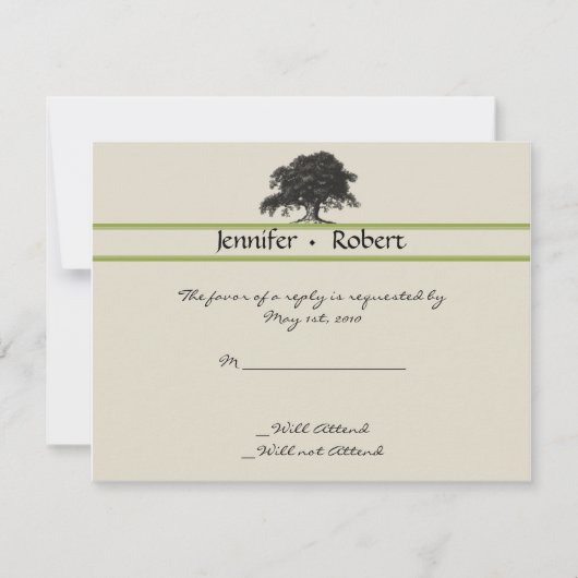 Oak Tree Plantation in Green Response Card RSVP Karte (Vorderseite)