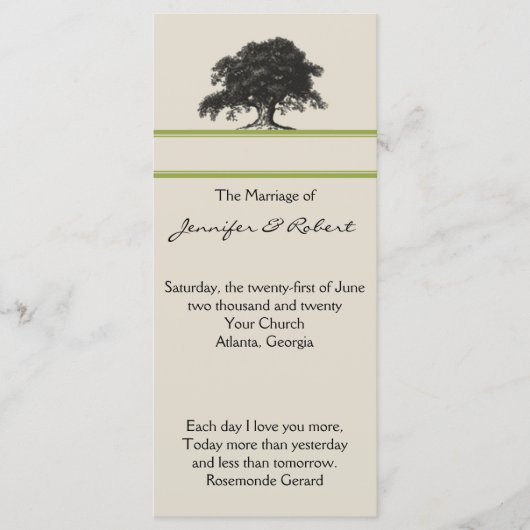 Oak Tree Plantation in Green Wedding Program Programm (Vorderseite)