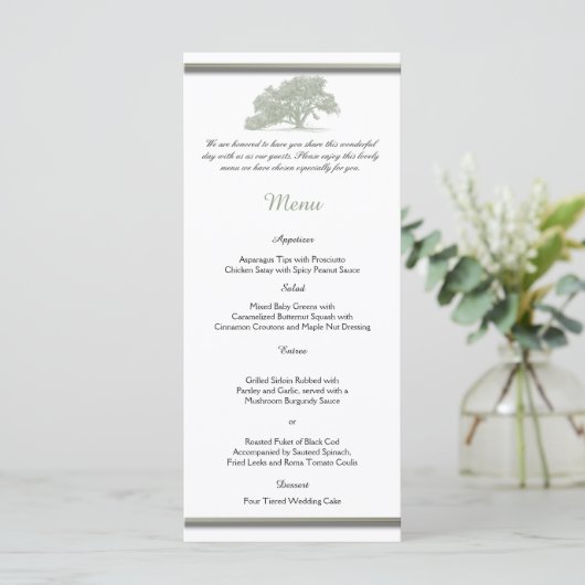 Oak Tree Plantation Wedding Menu Menükarte (Stehend Vorderseite)
