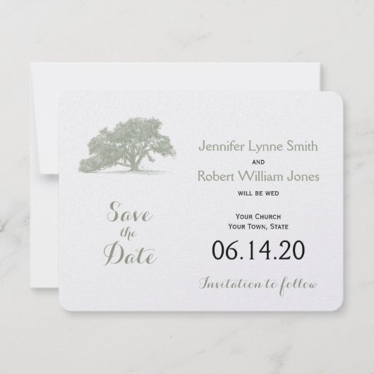 Oak Tree Plantation Wedding Save the Date (Vorderseite)
