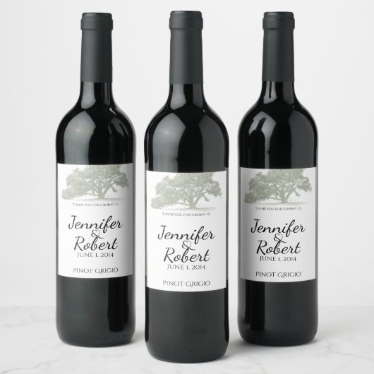 Oak Tree Plantation Wedding Wine Label Weinetikett (Flaschen)