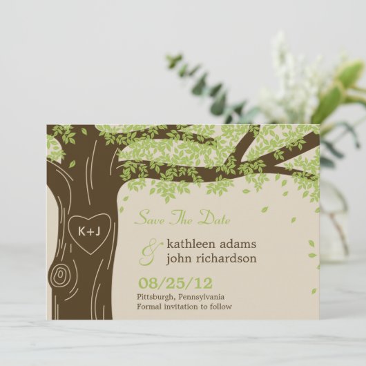 Oak Tree Save the Date Card (Stehend Vorderseite)