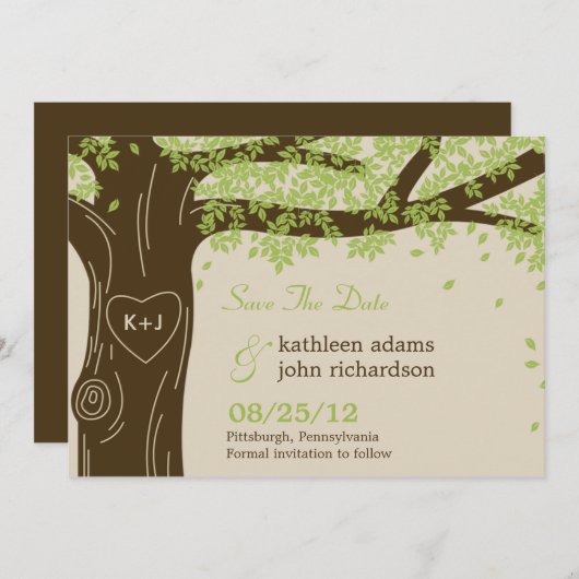 Oak Tree Save the Date Card (Vorne/Hinten)