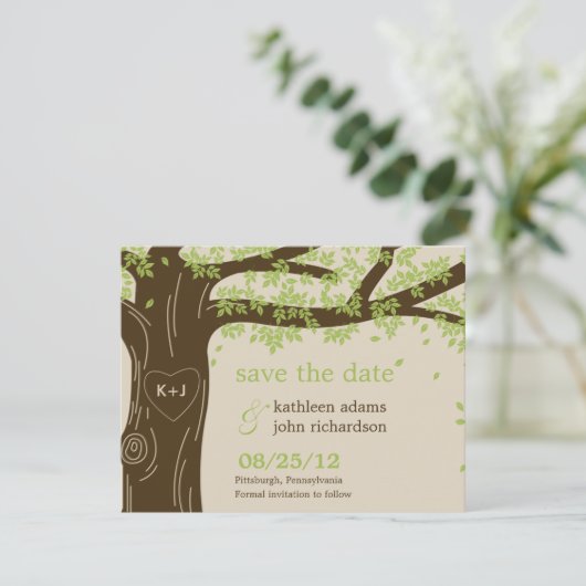 Oak Tree Save the Date Card (Stehend Vorderseite)