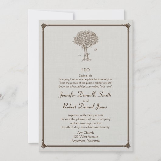 Oak Tree Sketch Wedding Einladung (Vorderseite)