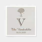 Oak Tree Sketch Wedding Napkin Serviette (Vorderseite)