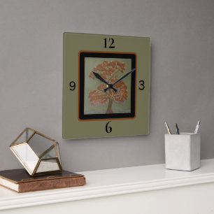 Oak Tree Square Wall Clock Quadratische Wanduhr