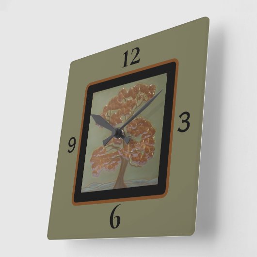 Oak Tree Square Wall Clock Quadratische Wanduhr (Winkel)