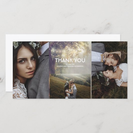 Oak Tree String Lights Rustic Wedding Vielen Dank Dankeskarte (Vorne/Hinten)