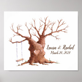 Oak Tree Weddign Fingerprint Guest Book Poster