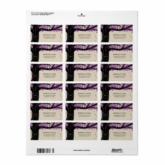Oak Tree Wedding Address Labels Adressaufkleber (Vorne)