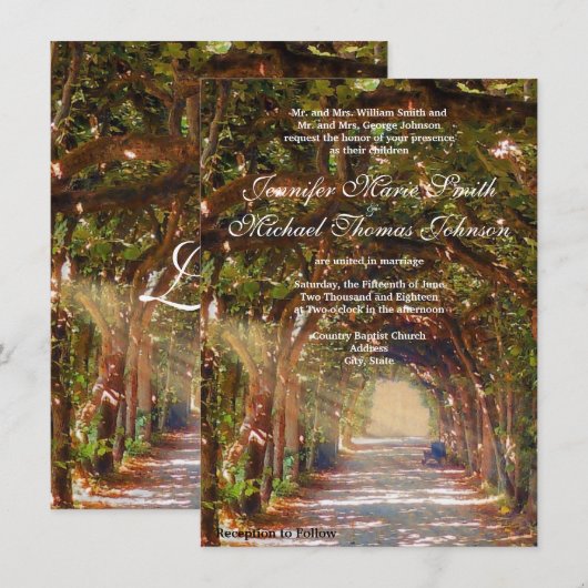 Oak Tree Wedding Einladung (Vorne/Hinten)