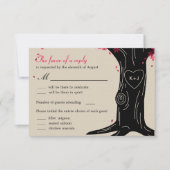 Oak Tree Wedding RSVP Card mit Menü - Fuchsia (Vorderseite)