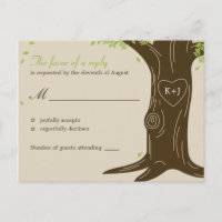 Oak Tree Wedding RSVP Postcard