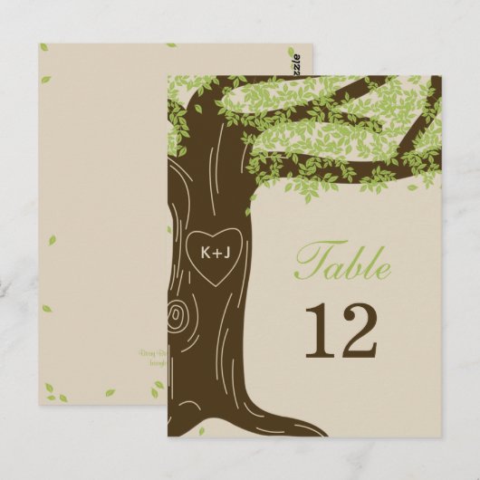 Oak Tree Wedding Tischnummer Card (Vorne/Hinten)