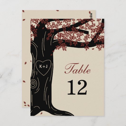 Oak Tree Wedding Tischnummer Card (Vorne/Hinten)