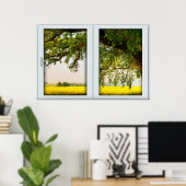 Oak Tree White 2 Pane Window Illusion Poster (Heimbüro)