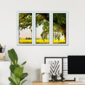 Oak Tree White 3 Pane Window Illusion Poster (Heimbüro)
