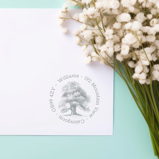 Oak Tree Zuhause Address Self-Inking Briefmarke Permastempel