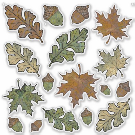 Oak- und Ahornleaf-Aufkleber mit Acornen Aufkleber (Vorderseite)