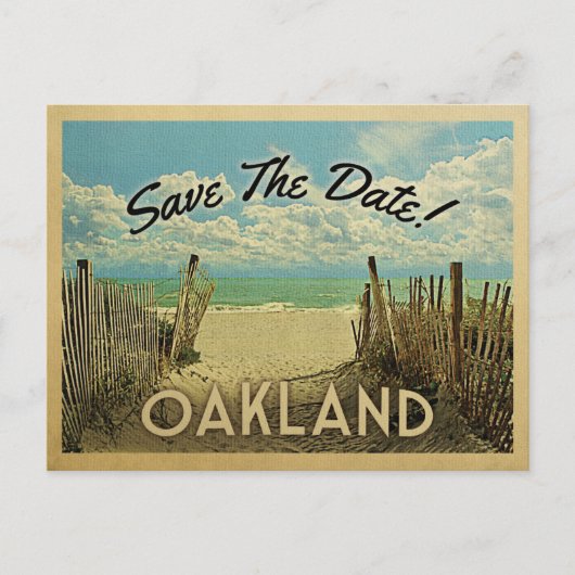 Oakland Beach Vintag Save the Date Ankündigungspostkarte (Vorderseite)