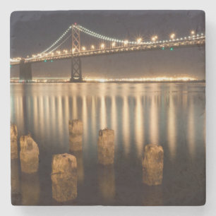 Oakland-Bucht-Brückennachtreflexionen Steinuntersetzer