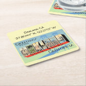 Oakland CA, Koordinaten, Vintage Stilgrüße Rechteckiger Pappuntersetzer (angewinkelt)