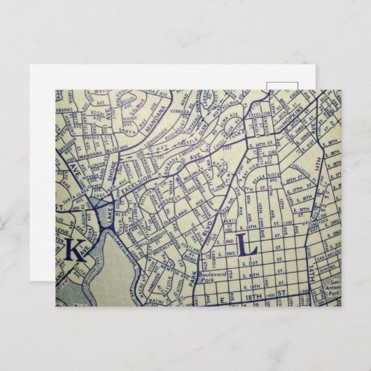 Oakland, CA Vintag Map Postkarte (Vorne/Hinten)