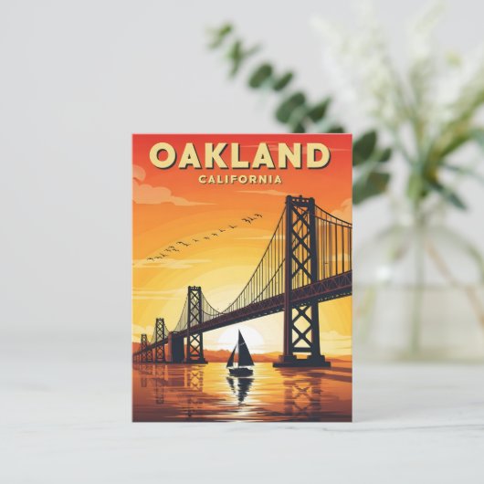 Oakland California Bachbrücke Vintag Postkarte (Stehend Vorderseite)