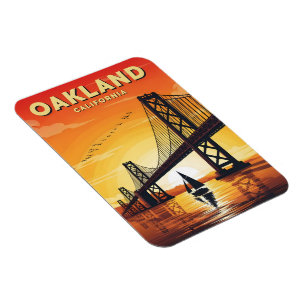 Oakland California Bay Bridge Sonnenuntergang Vint Magnet