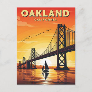 Oakland California Bay Bridge Sonnenuntergang Vint Postkarte