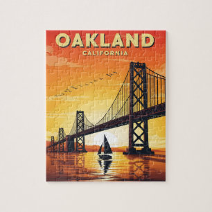 Oakland California Bay Bridge Sonnenuntergang Vint Puzzle