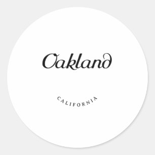 Oakland California Black Schriftart Runder Aufkleber