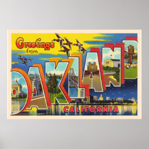 Oakland California CA Vintag Large Letter Postcar Poster