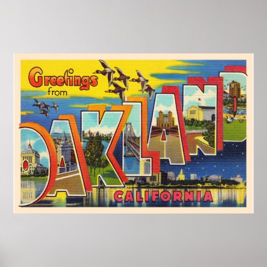 Oakland California CA Vintager Großbuchstaben Post Poster (Vorne)