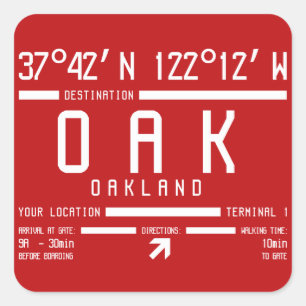 Oakland California International Airport IATA Code Quadratischer Aufkleber