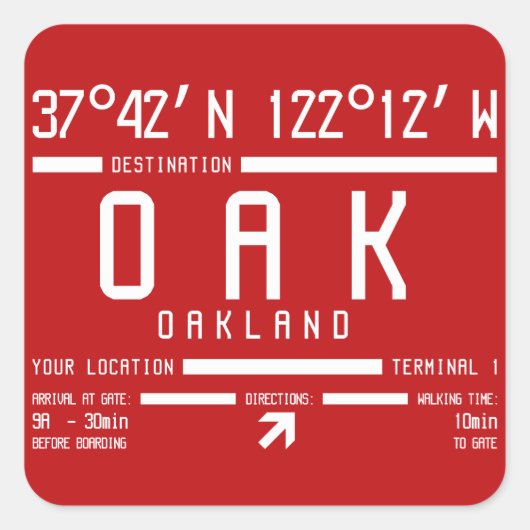 Oakland California International Airport IATA Code Quadratischer Aufkleber (Vorderseite)
