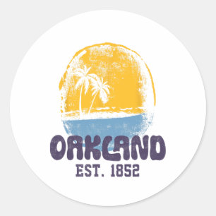 Oakland California Retro Surfer Vintage Strand Für Runder Aufkleber