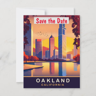 Oakland California Sonnenuntergang Skyline Hochzei Save The Date