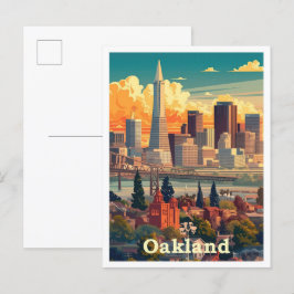 Oakland California Vintage Travel Illustration Postkarte