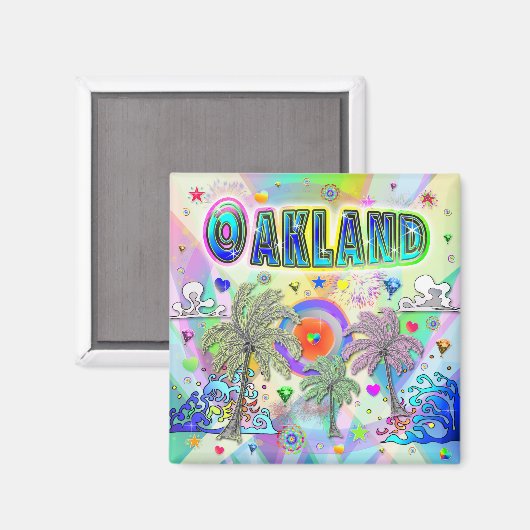 Oakland Deep Dream Magnet (Vorderseite/Rückseite)