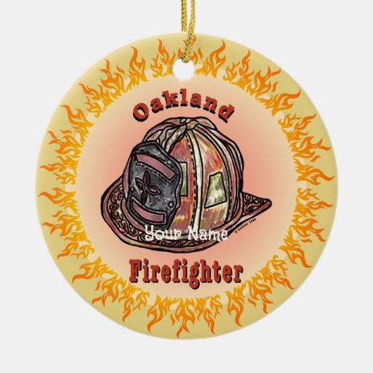 Oakland Feuerwehrschmuck Keramik Ornament (Vorne)