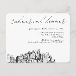 Oakland Hochzeit Elegante Probe Abendessen Begleitkarte