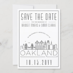 Oakland Hochzeit stilisierte Skyline Save-the-Date Einladung