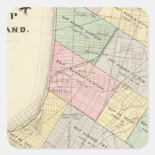 Oakland-Indexkarte Quadratischer Aufkleber (Vorderseite)