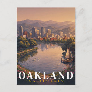 Oakland Kalifornien See Skyline Kunst Postkarte