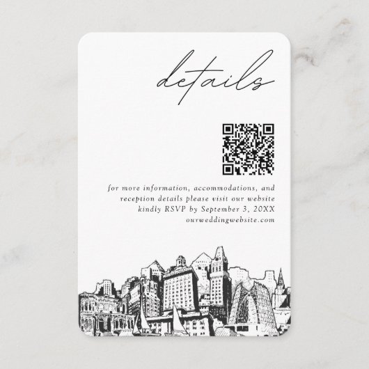 Oakland Wedding Modern Details QR Code Begleitkarte (Vorderseite)