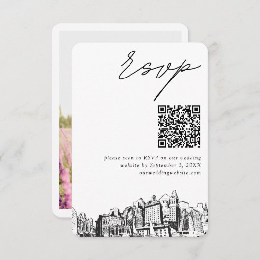 Oakland Wedding Modern UAWG QR Code Begleitkarte (Vorne/Hinten)